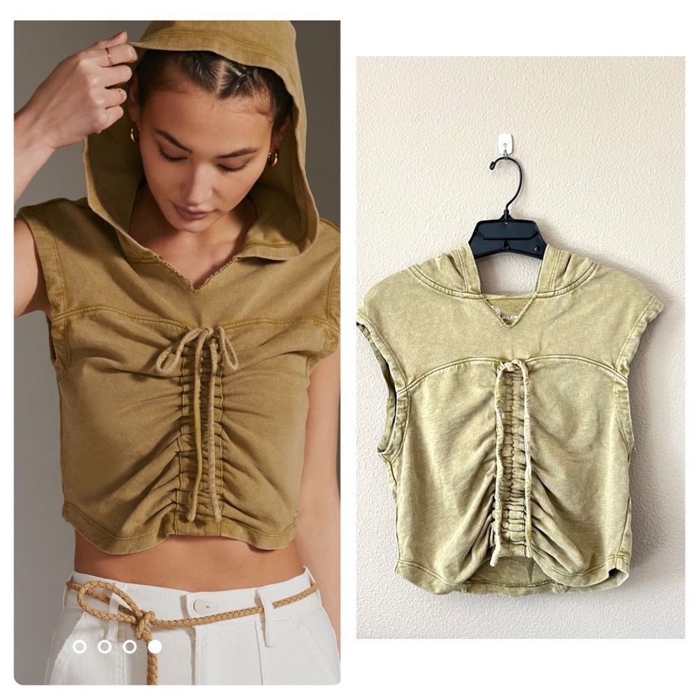 Anthropologie Pilcro Cinched Baby Hoodie in Moss